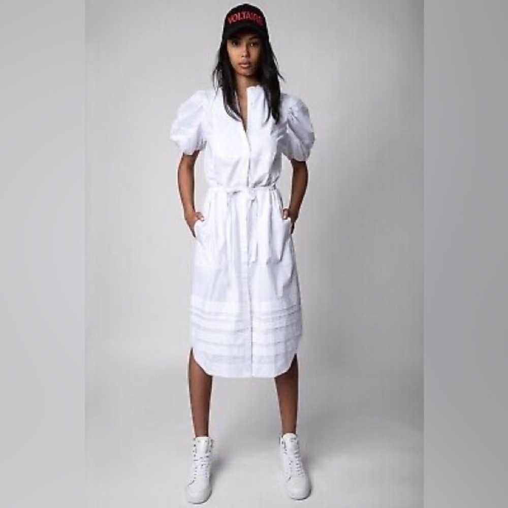 Zadig & Voltaire Ryana Puff Sleeve Shirt Dress NWT
